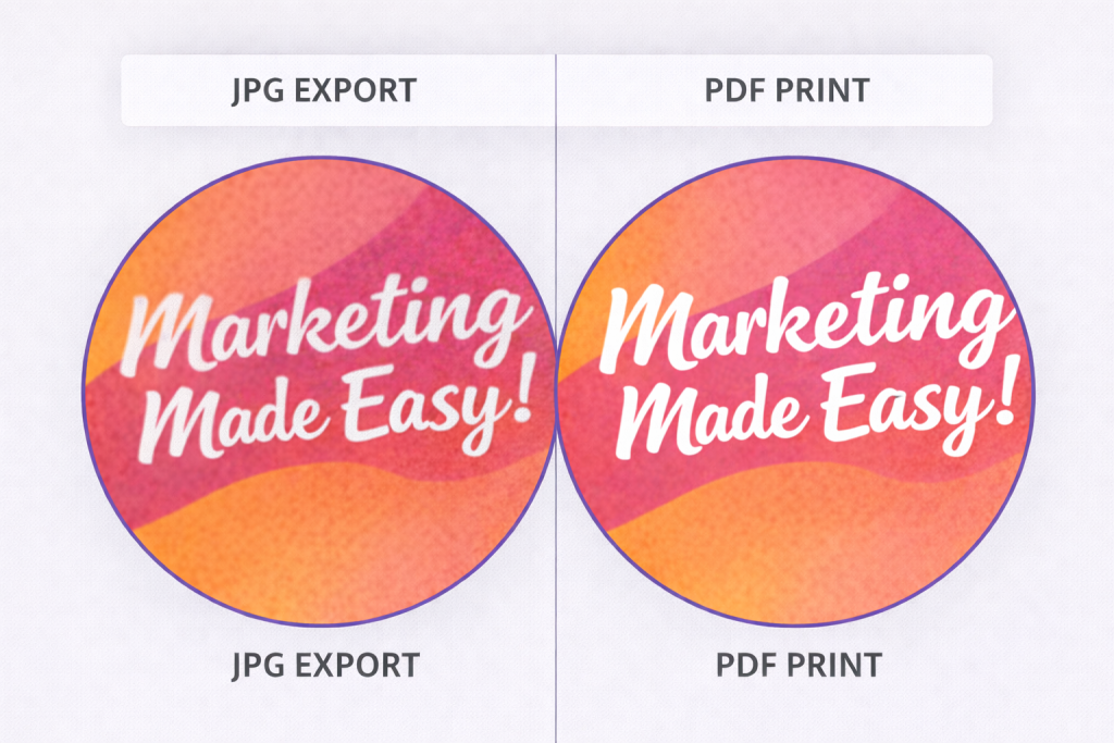 difference between jpg and pdf print export in canva for sharp printing